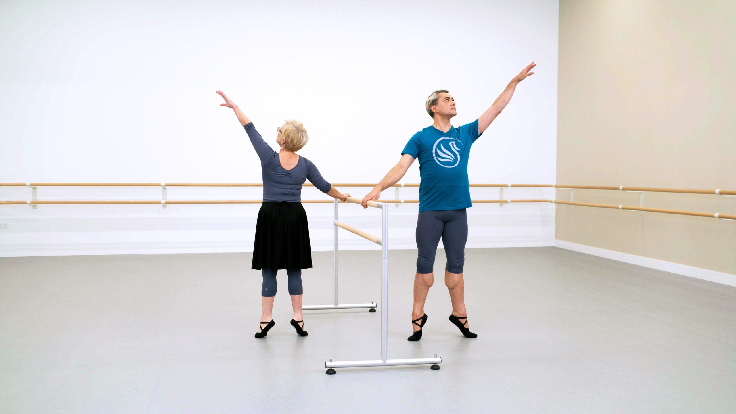 two dancers at an RAD Silver Swans class