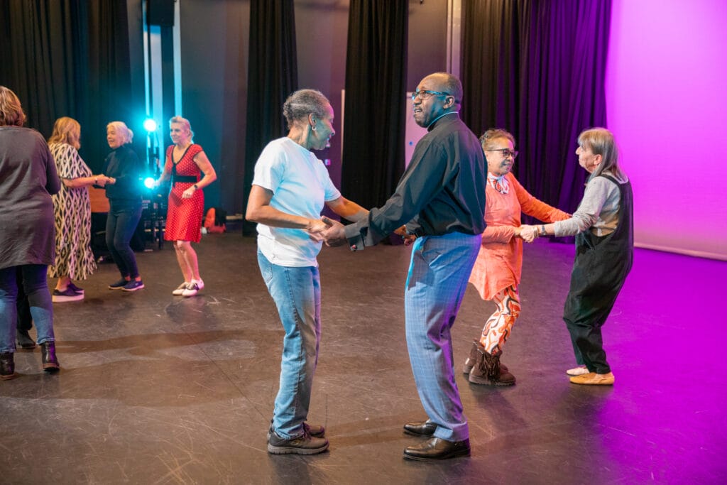senior Wandsworth community dancing at the RAD headquarters Aud Jebson Studio theatre