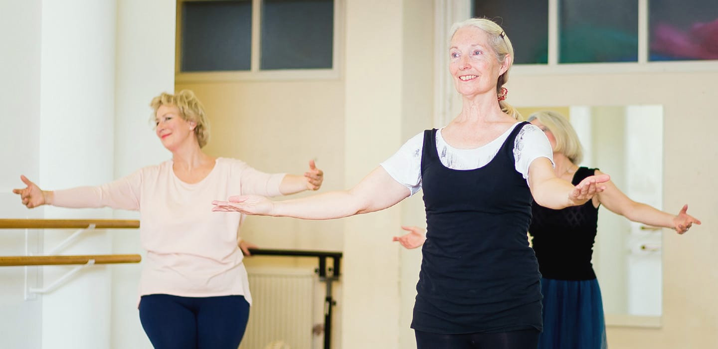 older women taking part in RAD Silver Swans class