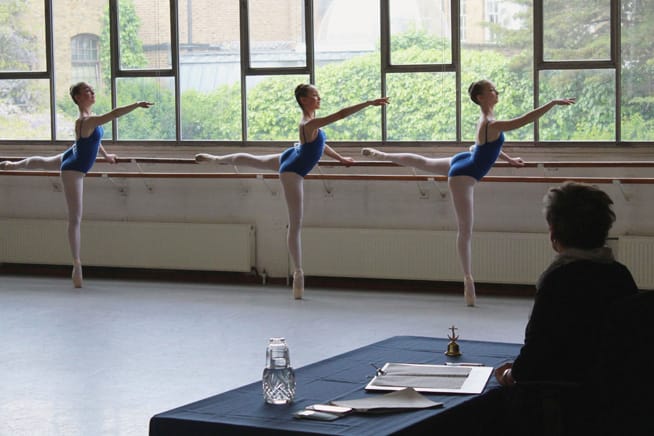 three dancers taking RAD exam