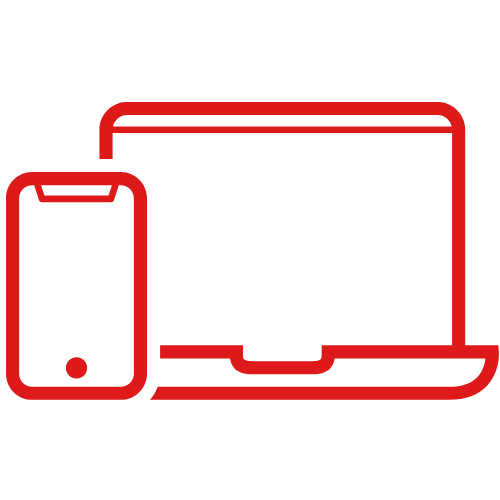 red laptop and mobile icon 